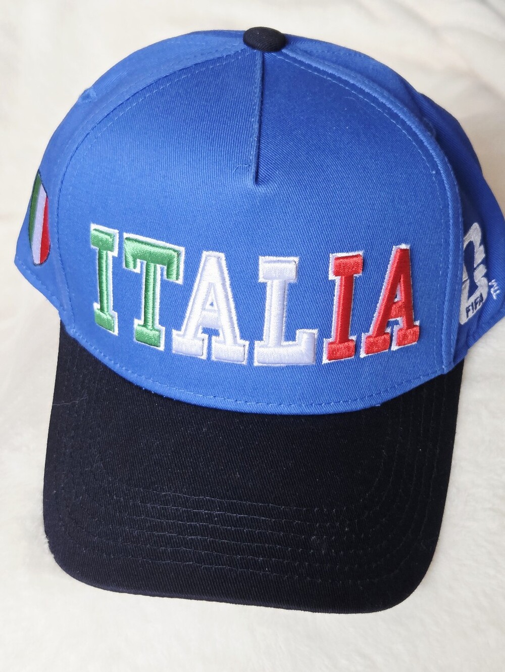 Official Fifa Italia Italy World Cup Soccer Hat Blue Black Embroidered Cap NWT